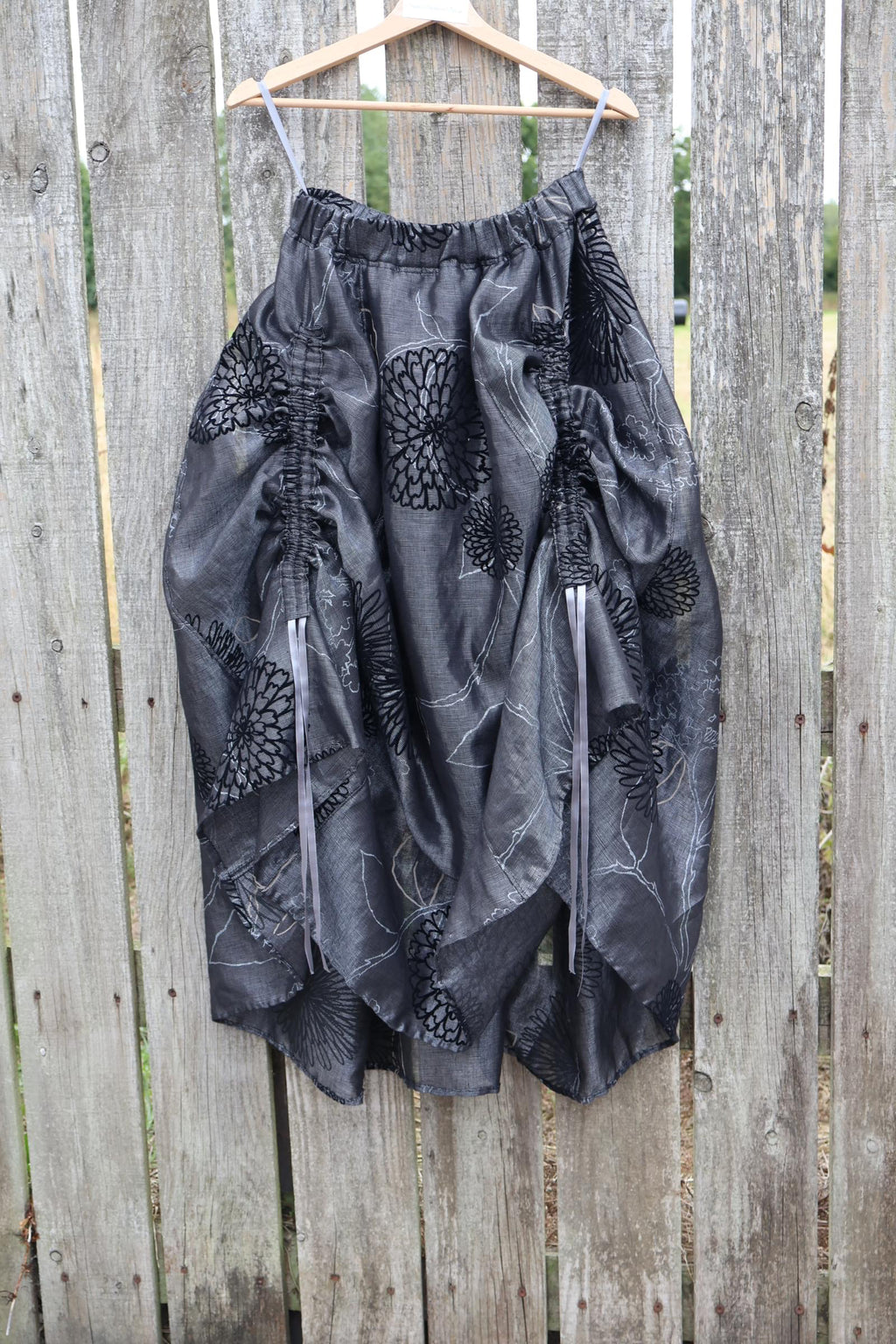Floral Bubble Skirt — Graphite