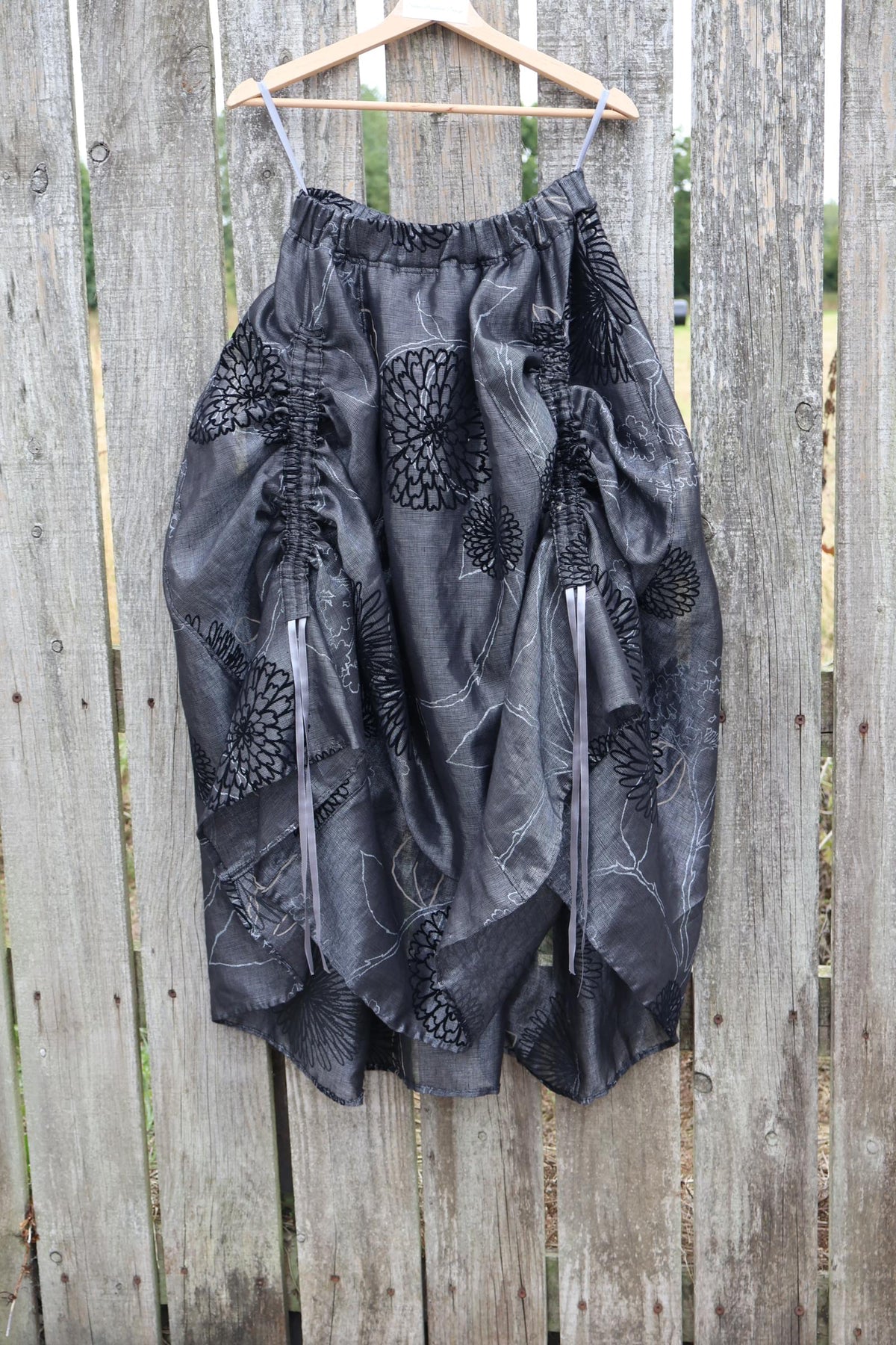 Floral Bubble Skirt — Graphite