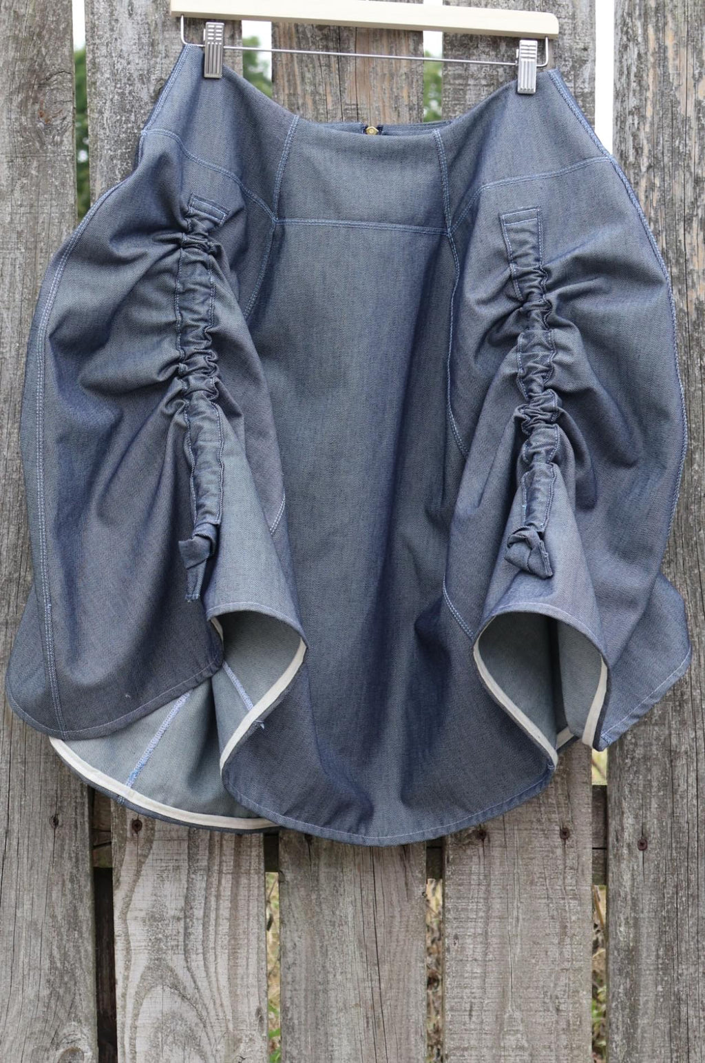 Denim Balloon Skirt — Slate Blue