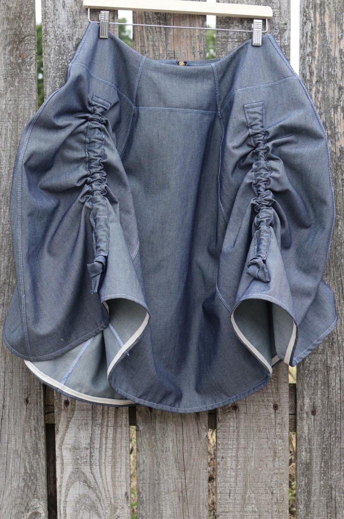 Denim Balloon Skirt — Slate Blue