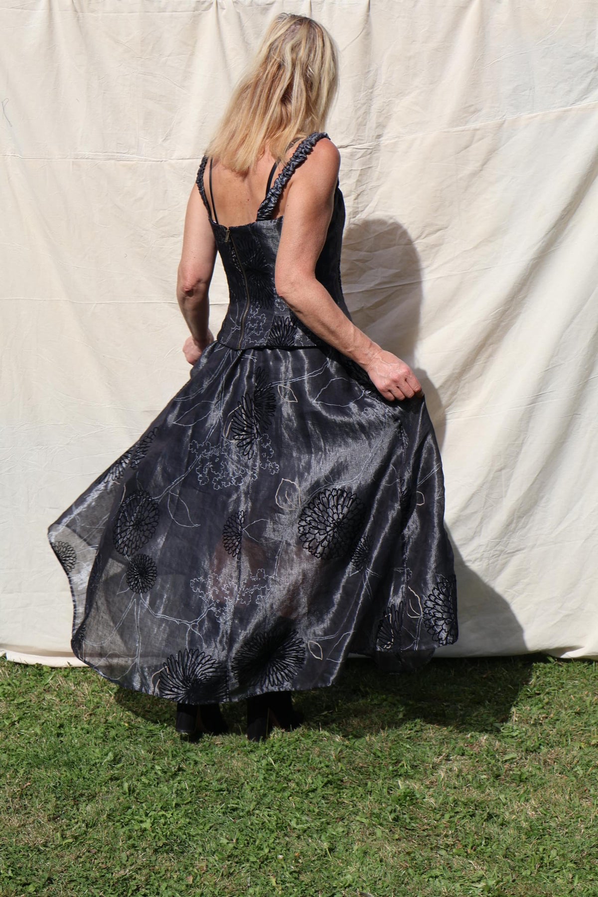 Floral Bubble Skirt — Graphite