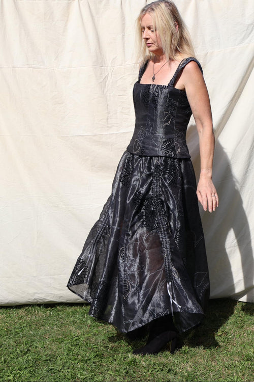 Floral Bubble Skirt — Graphite