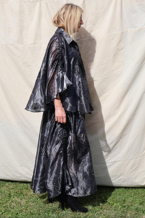 Floral Cape Jacket — Graphite